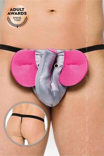 Стринги мужские Слоник, Серебристо-розовый, S/L